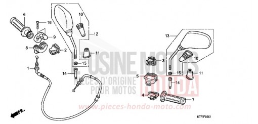 SWITCH/CABLE/MIRROR (SH125/R/150/R) SH150A de 2010